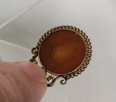 Antique Vintage Carved Carnelian INTAGLIO PENDANT FOB Charm gold filled/rolled