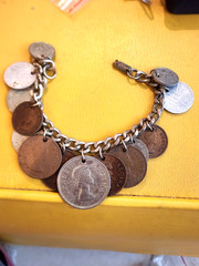 Vintage 14 RARE 1950’s Coin Charm Bracelet South Africa, India