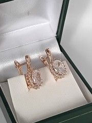 Vintage 1990-s 14 Ct Rolled Gold Zircons Earrings-Hallmarked 585 RG