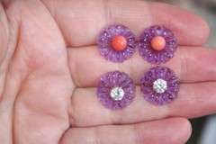 Vintage Genuine Amethyst Flower Jackets For Earrings Use With Any Studs
