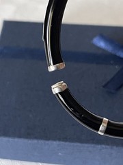 Unique Sterling Silver And Black Hinged Bangle Bracelet made In Italy