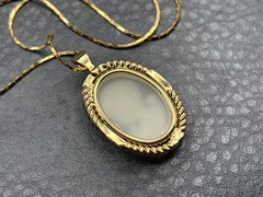 Vintage Victorian Revival Lady Cameo Pendant Gold Plated 23” Chain Necklace