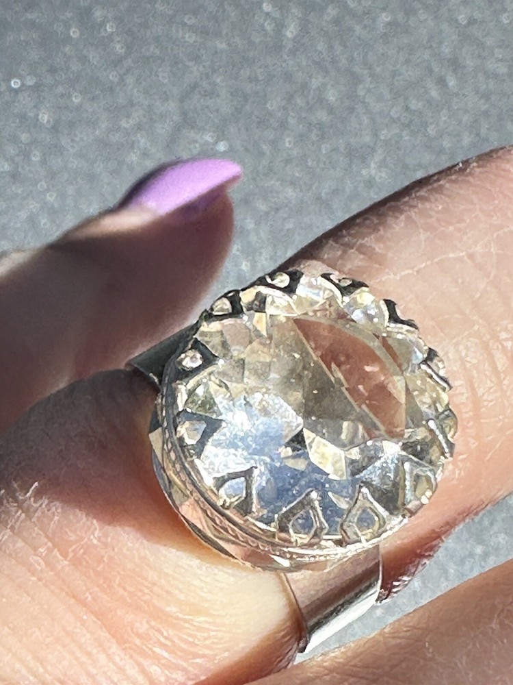 Rock Crystal 830s silver Ring Norway Norwegian Vintage Estate 1665
