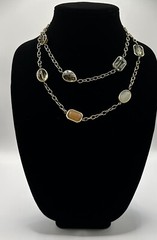 Vtg Estate Sale Cookie Lee Signed Chain Necklace With Shimmery Jewel Stations