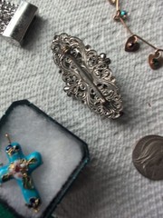 Lot Of Misc. Vintage Jewelry,Cross,Tiger Eye Cufflinks, Bracelets…