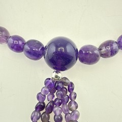 Jay King Necklace Amethyst Purple Tassel Dangle Drop Sterling Silver Beaded 925