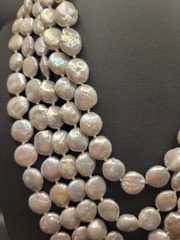 10mm Platinum 5 Strand Keshi Pearl Necklace 18 – 23 Outstanding Luster