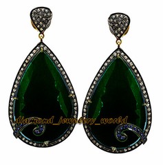 Amazing 1.65ctw Rose Cut Diamond Gemstone Studded Silver Vintage Earring Jewelry