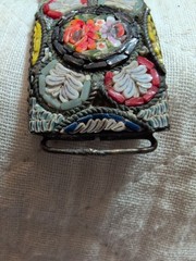 Vintage italian micro mosaic link bracelet 7 1/2 Inches X 7/8 Inch