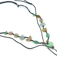 Multi Color Carved Jade Fetish Necklaces Lot Of 2 Pcs Adjustable Length Cord