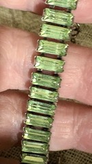 Vintage Pale Green Crystal Bracelet. Delicate Design For Small Wrists 6.75 Inch