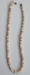 TIGER PUKA SHELL Necklace Vtg Hawaiian Barrel Clasp surfer 6-7mm, 16.75″, 30g