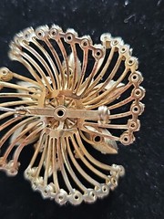 Vintage Prong Set Rhinestone Brooch Pin Pink Opalescent Cabochon Layered