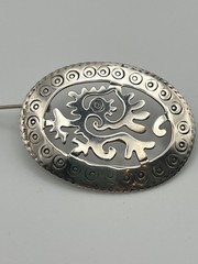 Oval Taxco Open Work Sterling Brooch