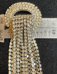 VTG KRAMER OF NEW YORK RHINESTONE WATERFALL TASSEL STATEMENT BROOCH PIN 3-7/8″ L
