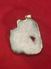 White And Green Sliced Geode Agate Pendant Setting-Handmade (6)