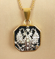 Vintage Joan Rivers Medallion Pendant Necklace Imperial Russian Eagle Signed