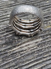 Vintage Sterling Silver Bamboo Ring Stacked 925 Size 7 IVY Thick Multi Band Mens