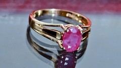 10k yellow gold sz 4.5 ring 0.80ct natural, treated ruby solitaire 1.47gr Nissko