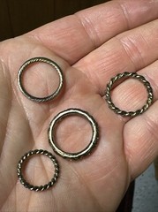 Mixed Lot of Jewelry 4 rings total 3 Braided Brass Metal & 1 Natural Vary Sizes