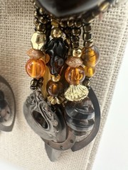 Vintage Chipita Glass Beaded Dangle Drop Earrings