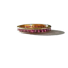 Natural Ruby 1.50 Carats 14k Yellow Gold Eternity Stacking Band Ring Size 5.20