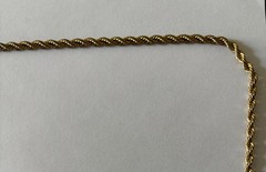 Gold Tone Rope Chain Necklace 24” Unmarked Vintage Style Spring Ring Clasp