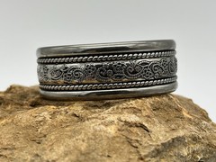 Lia Sophia Floral Embossed Silver Tone Cuff Bangle Bracelet Unmarked