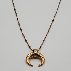 VTG 925 Vermeil Crescent Horn Pendant Necklace 22in Sterling Silver Bead Chain