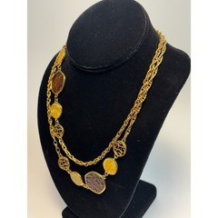 Necklace Retro Vintage Elegance Long Statement in Gold Tone 32 in Sarah Coventry