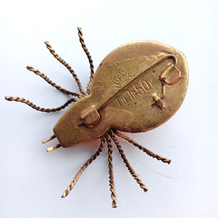 Vintage Spider Brooch Amber Color Resin. Made in the USSR