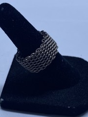 Tiffany & Co. Sterling Silver 925 Somerset Mesh Wide Band Ring Size 4.5 COA