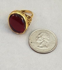 Jewel Tone Red Filigree Pattern Lucite 1960’s Adjustable Vintage Ring U.S.A.