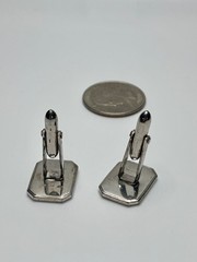 Antique Alling & Co Sterling Silver Cufflinks Rectangle Clipped Corner Newark NJ