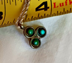 VTG C. 1976 TURQUOISE RAIN CLOUD STERLING SILVER 925 PENDANT, 18 IN CHAIN SIGNED