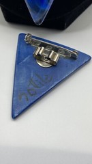 Vintage Lapis Stone nuggets Beaded Necklace W/ Triangle pendant & Brooch