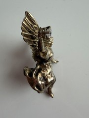 Beautiful Vintage Sterling Silver Guardian Angel Pendant Cubic Zirconia 20 Grams