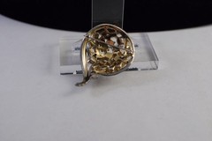 Vintage Mazer Jomaz Blue Rhinestones Gold Tone Swirl Ribbon Paisley Brooch READ