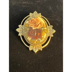 VTG Sarah Coventry Rose Pendant Gold Tone Romantic Boho