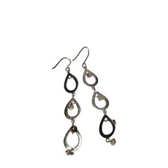 Vintage Sterling Silver Teardrop Loop Dangle Earrings Handmade Boho Jewelry