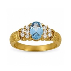 Vintage 1970s Cocktail Ring Size 7 Blue CZ 18KT Gold Plate – 14U