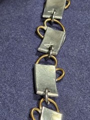 Artisan Signed Mixed Metal Hearts 6.5″ Bracelet Brass & Silver Tone Excellent