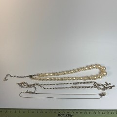 Necklace Lot Gold Tone Imitation Pearl Rhinestone Coquette