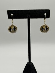 Vintage W. Germany Reversed Carved Intaglio PENGUIN Hand Painted Earrings