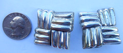Vintage Sterling Silver Taxco Mexico TS-74 Clip Earrings. 25.9 Grams.