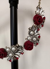 vintage jewelry Velvet Rose Necklace, Goth, Brooch, Earrings. Unique/Rare