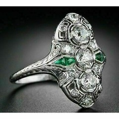 Filigree Vintage Lab-Created Diamond Modern Art Deco Engagement 925 Silver Ring