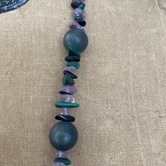 Roxsann Signed Bohemian Natural Stone Statement Beaded Necklace