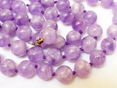 VINTAGE AMETHYST BEAD NECKLACE PENDANT 14kgf