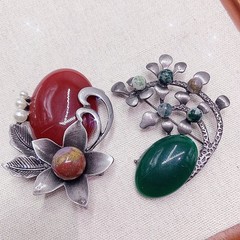 20PCS Elegant Aesthetic Mystic Brooch Random Mixed Natural Stone Jewelry Lot